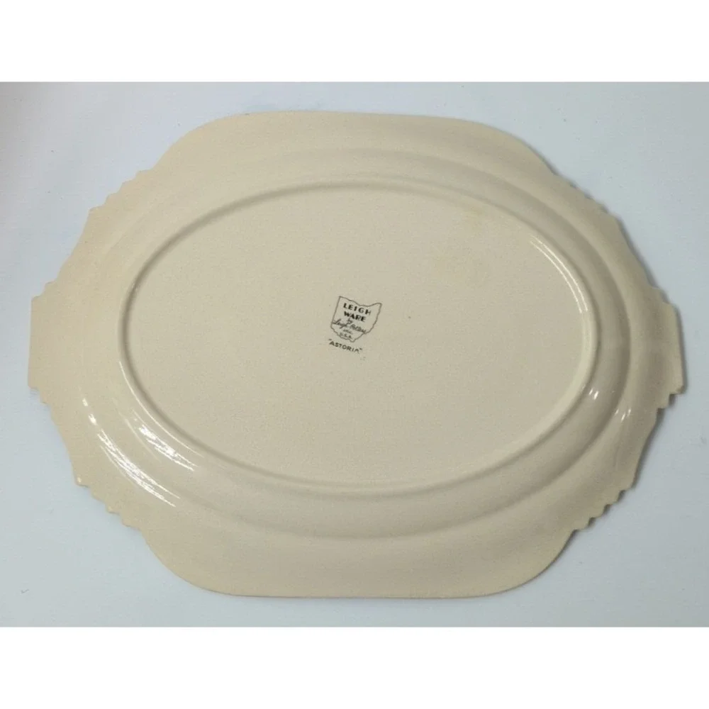 Leigh Potters Astoria Serving Platter Cream Silver Art Deco 12.5" Good Vintage - Picture 4 of 6